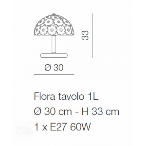 Voltolina Flora 1L Table Lamp Multicolour flowers Nickel
