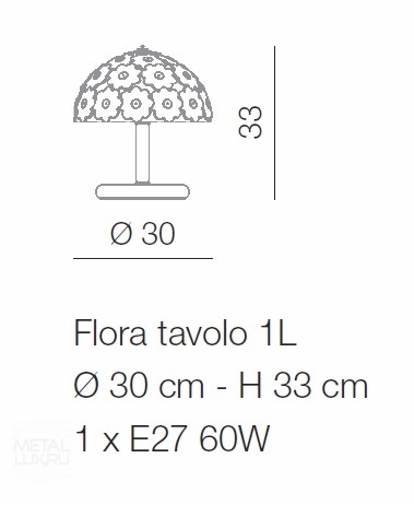 Voltolina Flora 1L Table Lamp Multicolour flowers Nickel