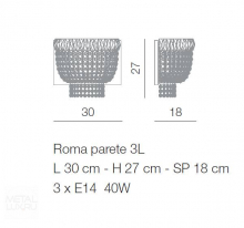 Voltolina Roma 3L Wall Lamp Gold